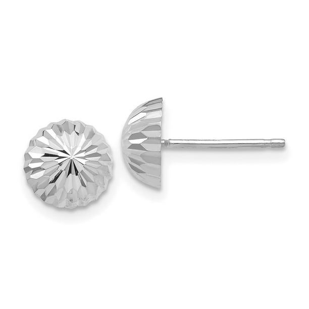 Jewels By Lux 14k White Gold Polished & Diamond-Cut Half Ball Post Earrings Jewels By Lux 14k White Gold Polished & Diamond-Cut Half Ball Post Earrings